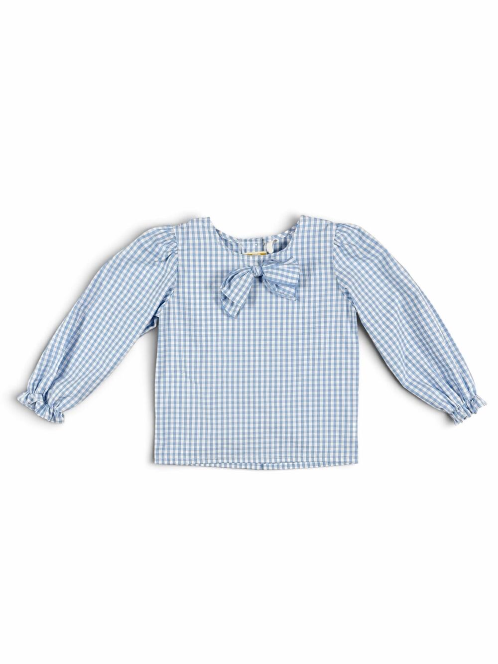The Beaufort Bonnet Company Blue Gingham Bow Blouse Size 8